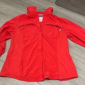 Columbia Red Outdoor Omni-Shade Sun Protection Shirt size large